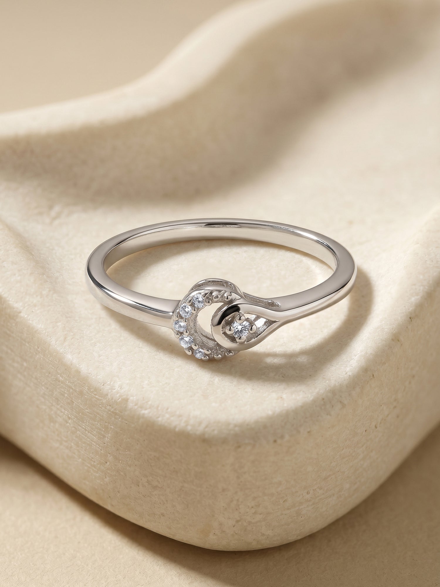 Silver Aurora Pear Ring