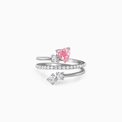 Silver Pink Serenade Ring