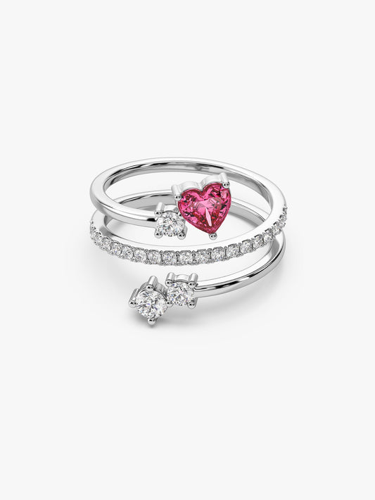 Silver Pink Serenade Ring