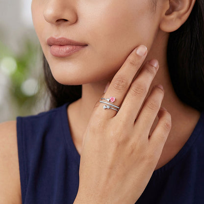 Silver Pink Serenade Ring