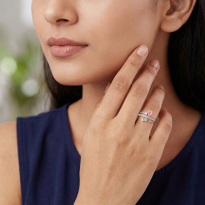 Silver Pink Serenade Ring