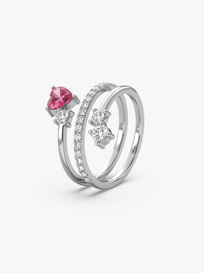 Silver Pink Serenade Ring