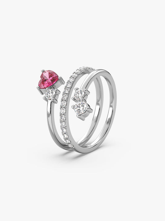 Silver Pink Serenade Ring