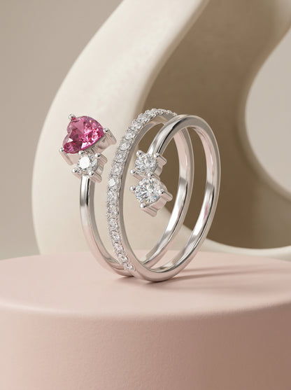 Silver Pink Serenade Ring