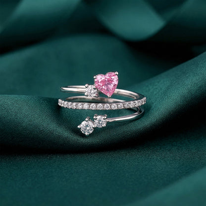 Silver Pink Serenade Ring