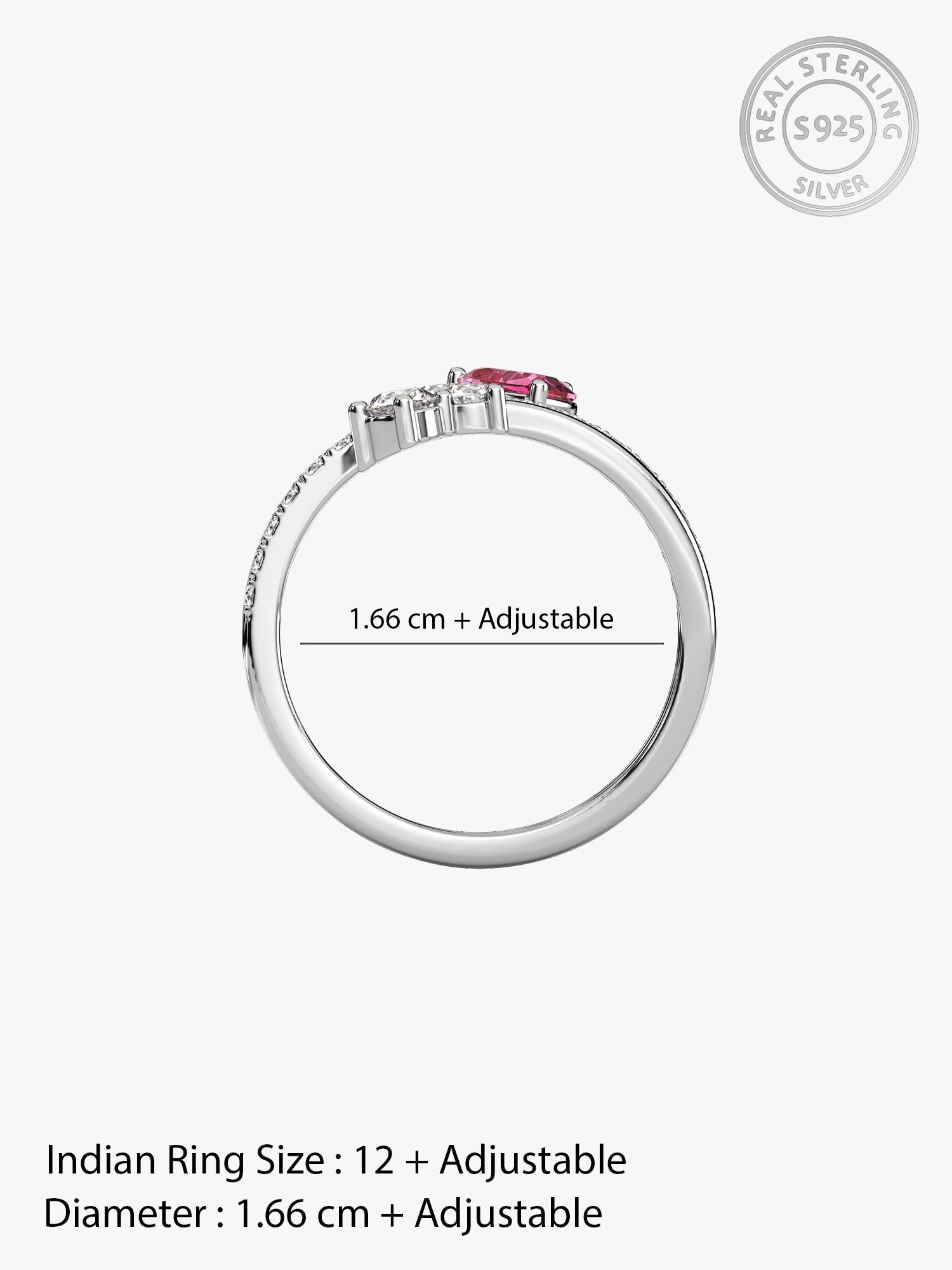 Silver Pink Serenade Ring