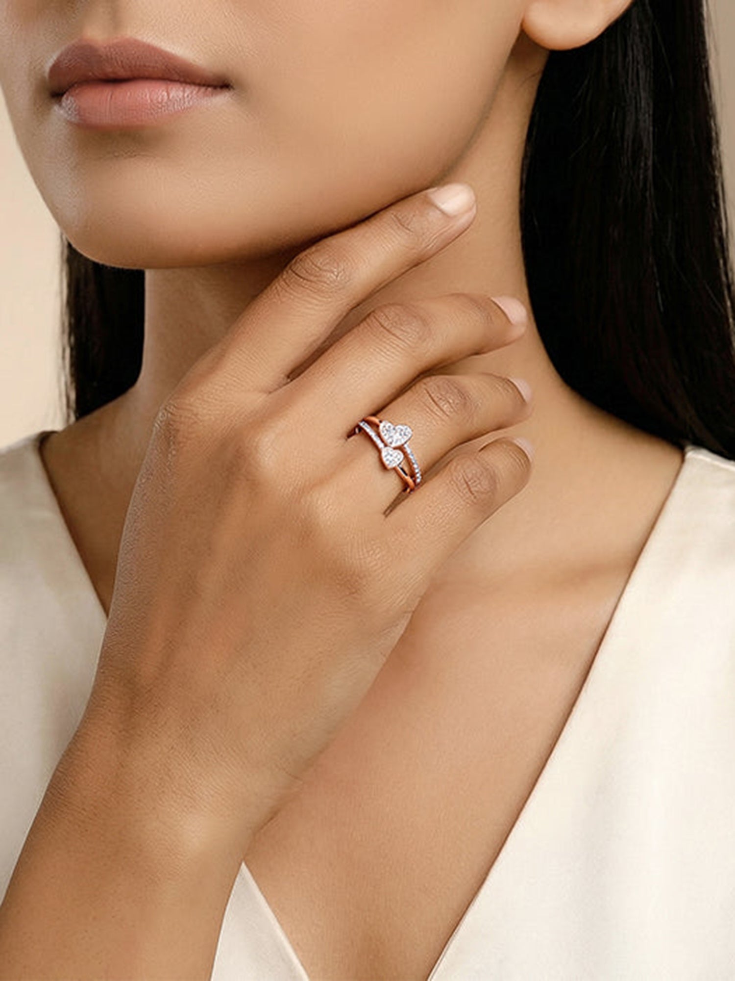 Rose Gold Heart Whisper Ring (Size 12)