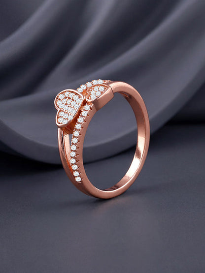 Rose Gold Heart Whisper Ring (Size 12)
