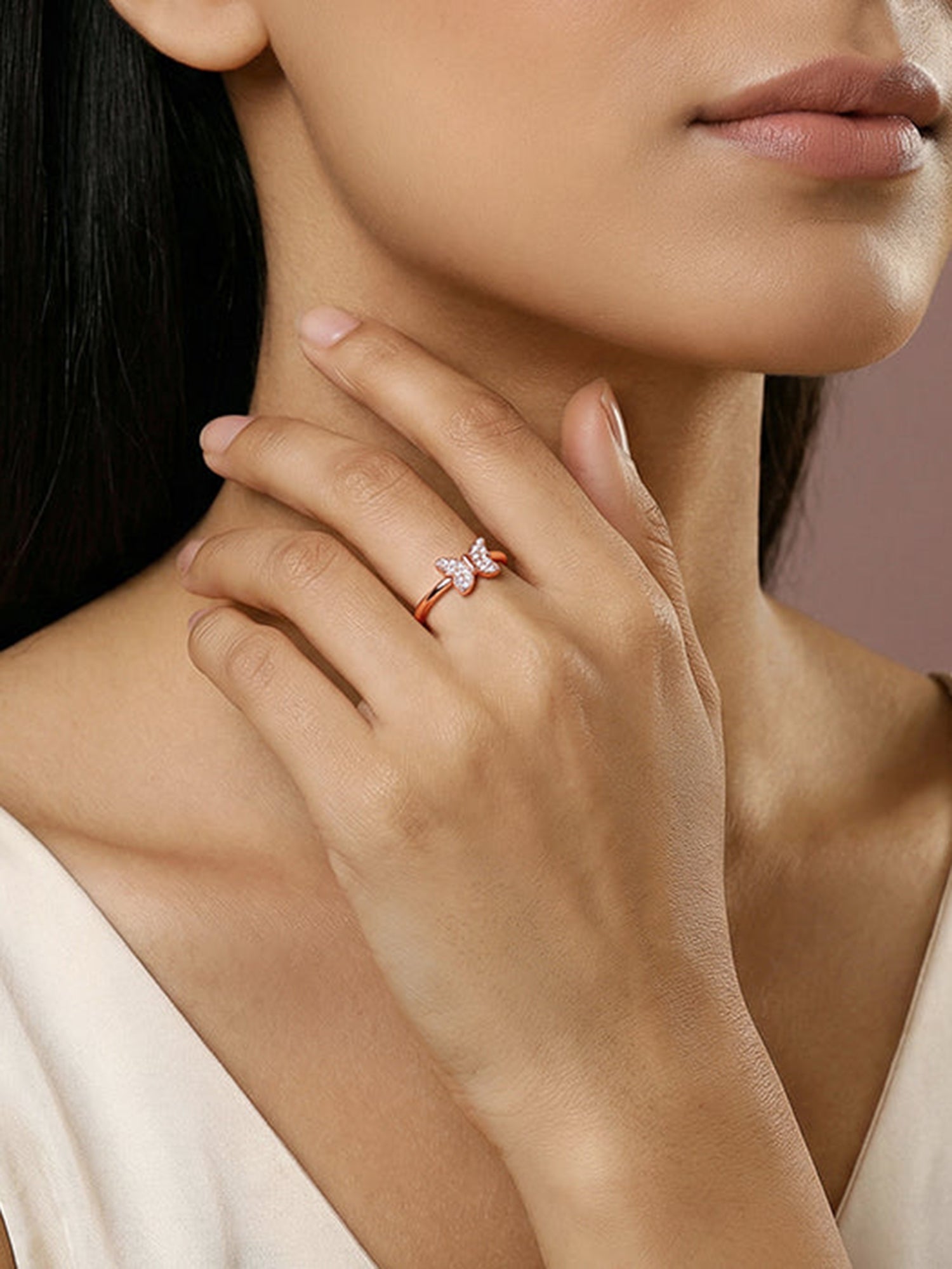Rose Gold Flutter Shine Ring (Size 12)