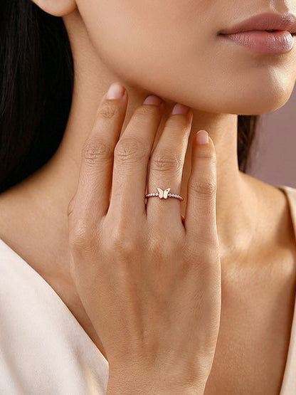 Rose Gold Butterfly Glow Ring (Size 12)