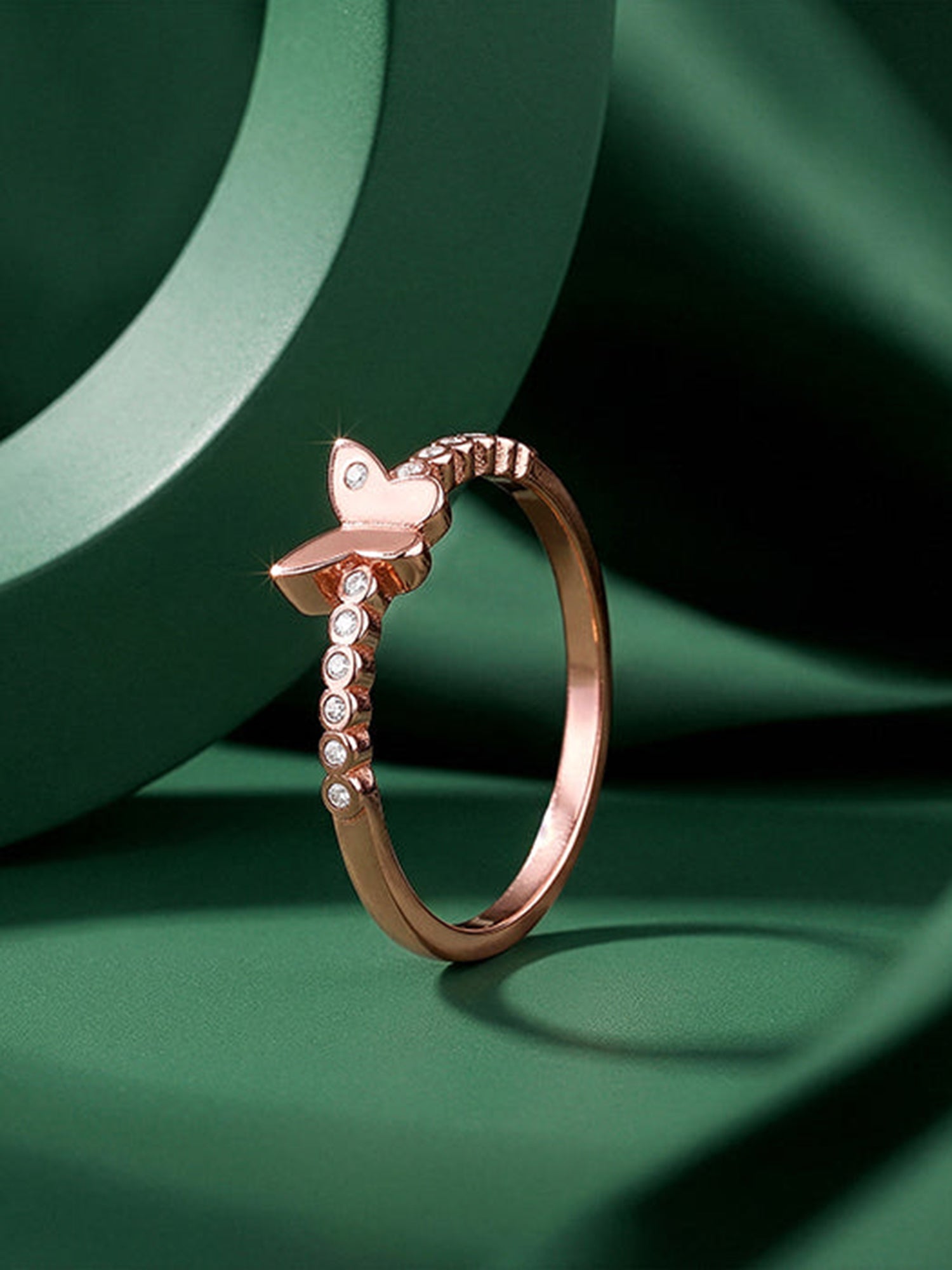 Rose Gold Butterfly Glow Ring (Size 12)