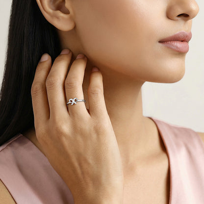 Silver Graceful Bow Ring