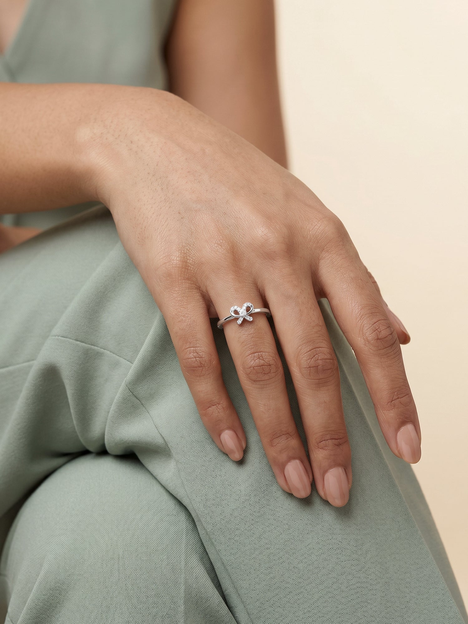 Silver Graceful Bow Ring