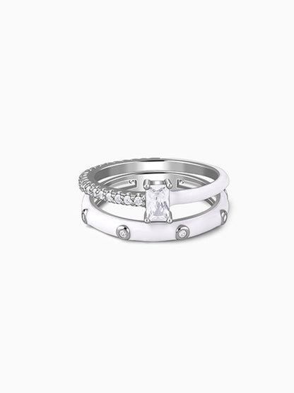 Silver Cute Girl Stack Rings (Size 12)