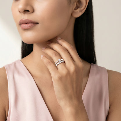 Silver Cute Girl Stack Rings (Size 12)