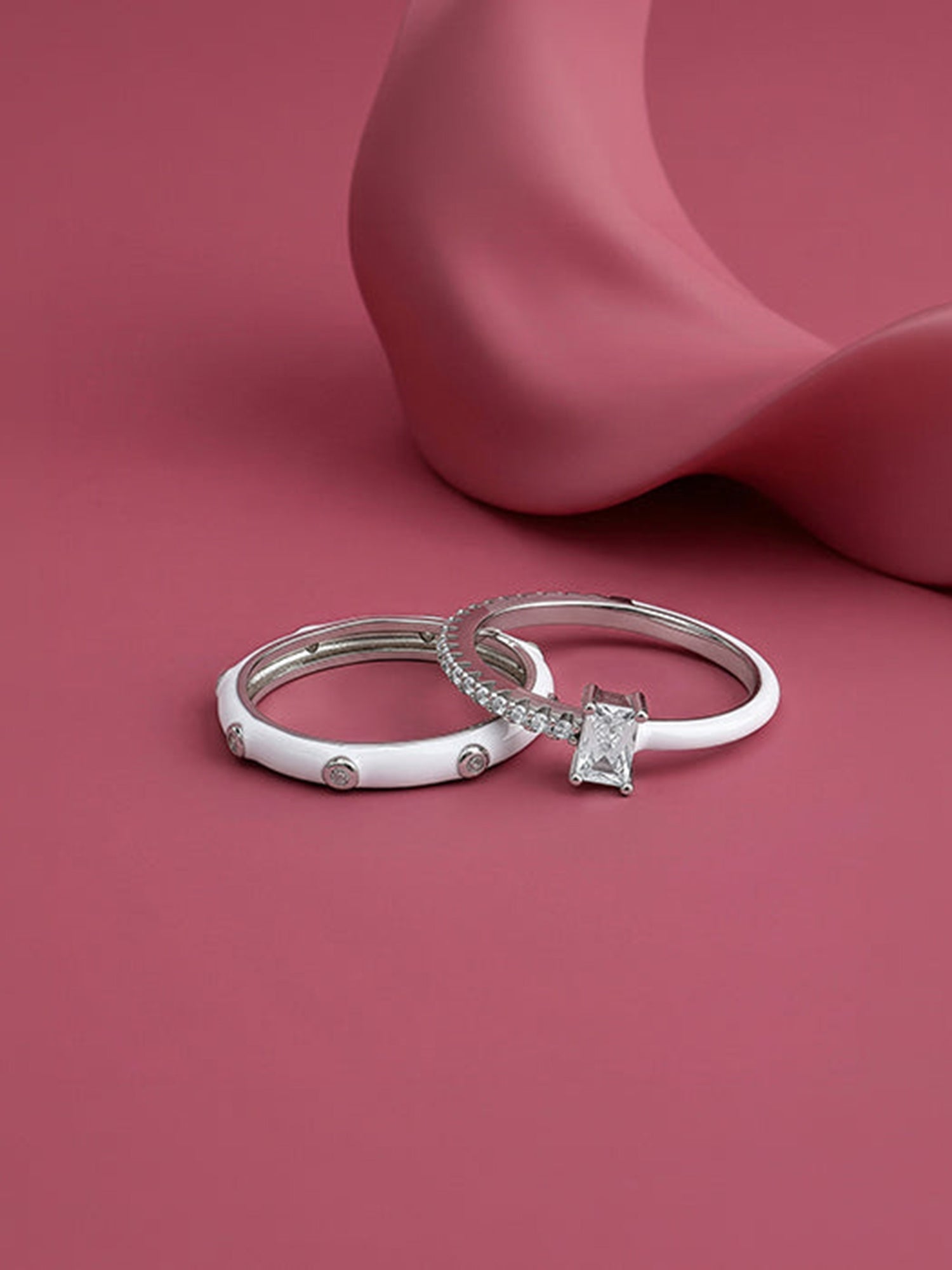 Silver Cute Girl Stack Rings (Size 12)