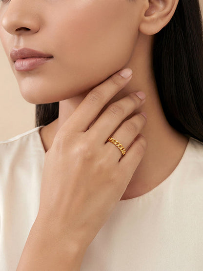 Kriti Sanon Golden Cuban Ring (Size 12)