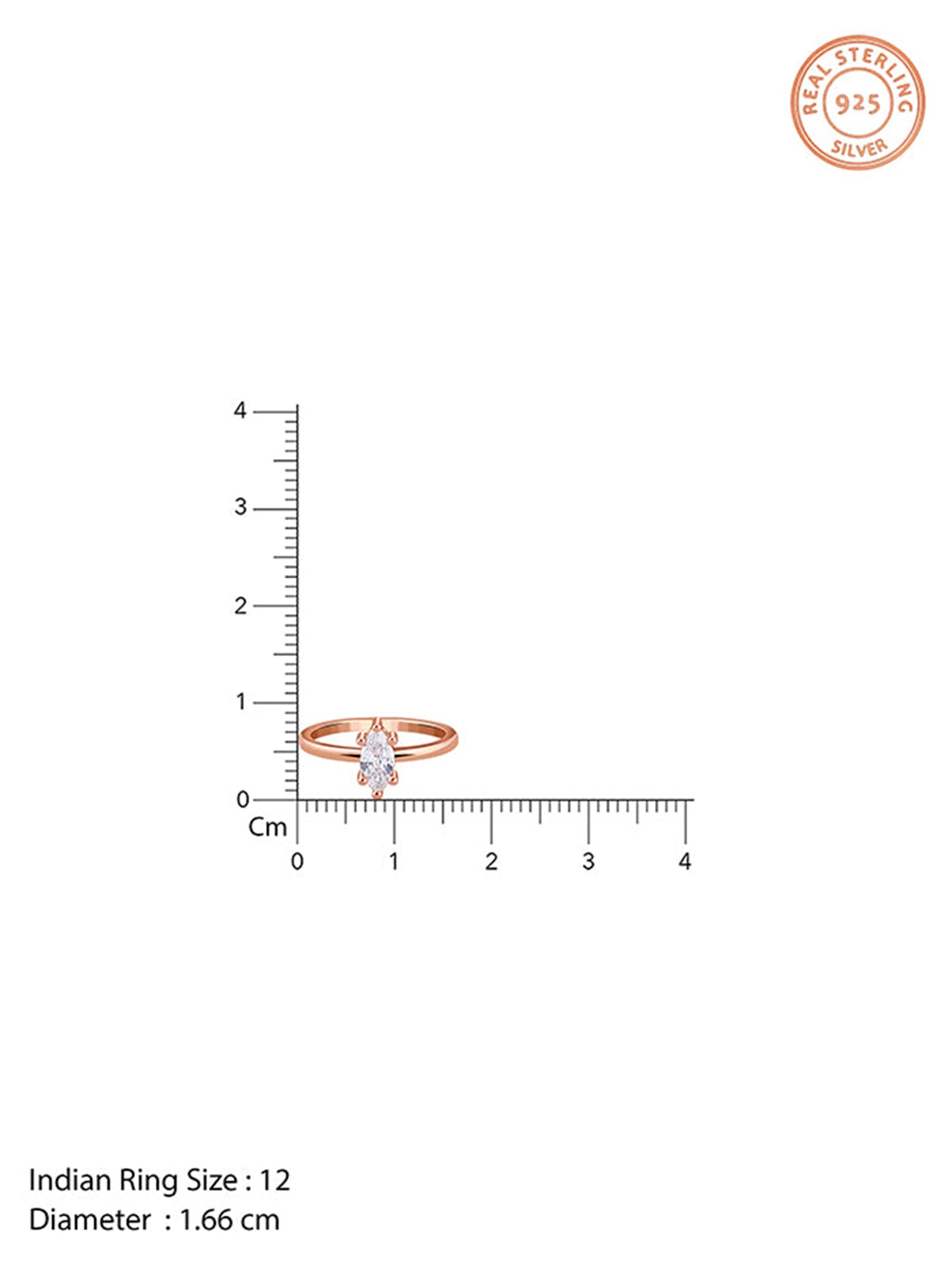 Rose Gold Marquise Shine Ring (Size 12)