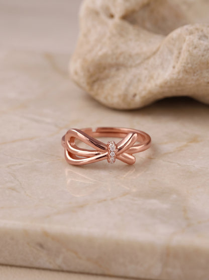 Rose Gold Ribbon Shine Ring