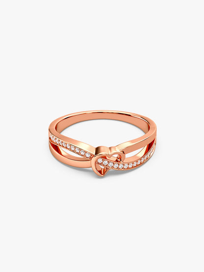 Rose Gold Heart Interlock Ring