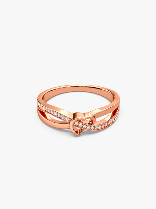 Rose Gold Heart Interlock Ring