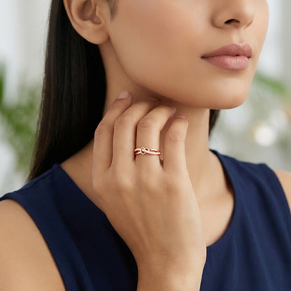 Rose Gold Heart Interlock Ring