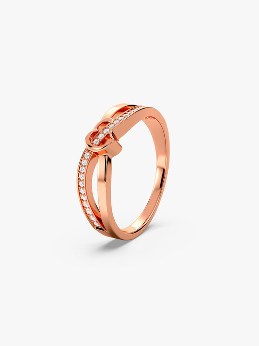 Rose Gold Heart Interlock Ring