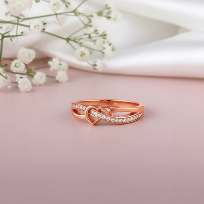 Rose Gold Heart Interlock Ring