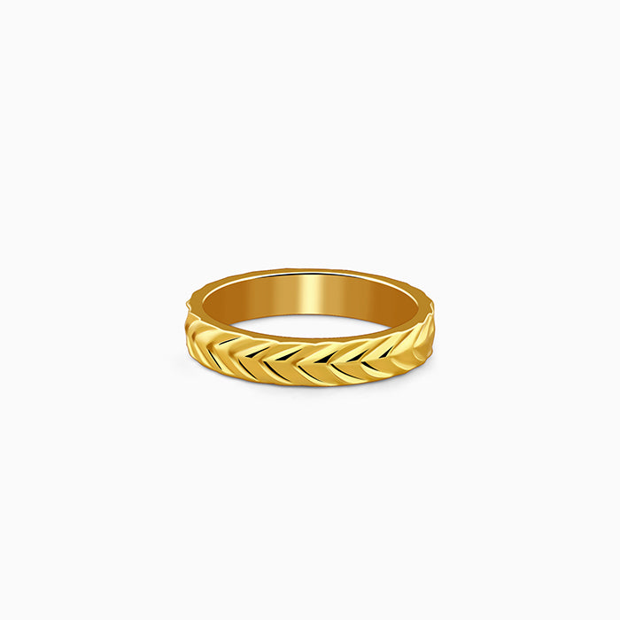Golden Engraved Wheat Ring (Size 12)