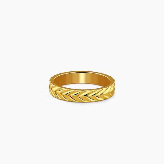 Golden Engraved Wheat Ring (Size 12)