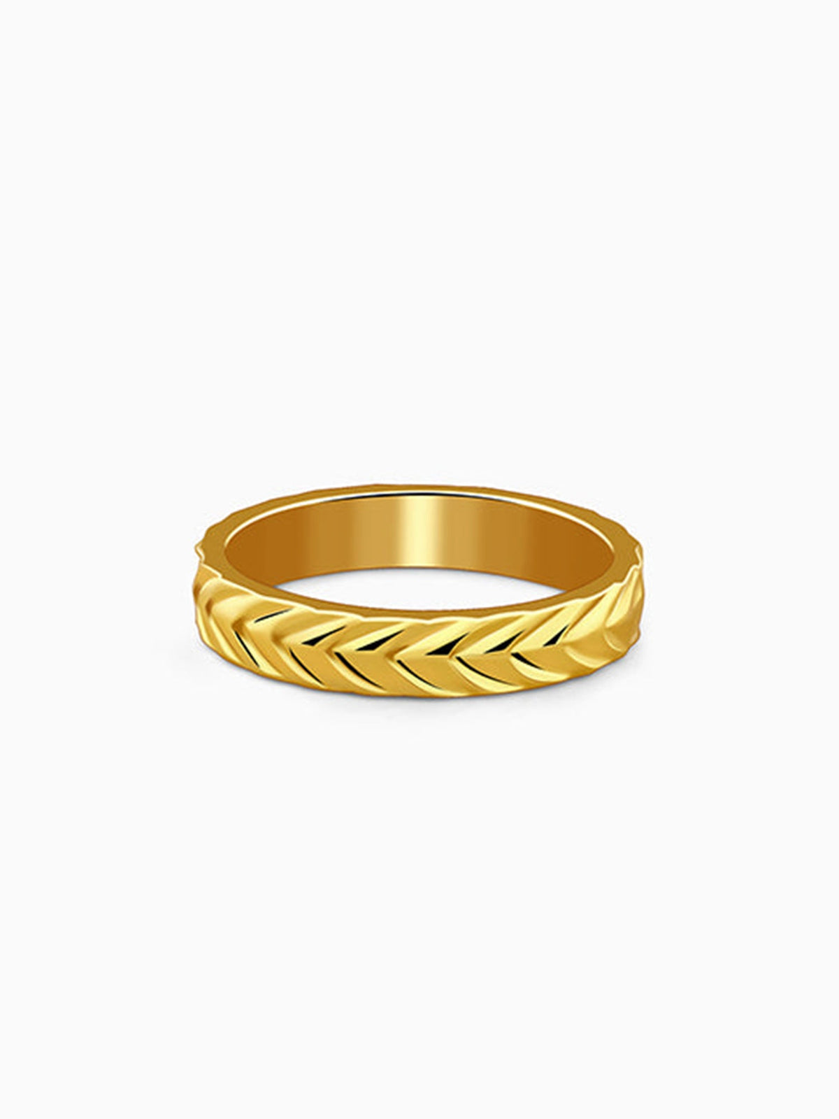 Golden Engraved Wheat Ring (Size 12)
