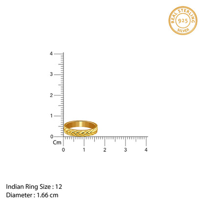 Golden Engraved Wheat Ring (Size 12)