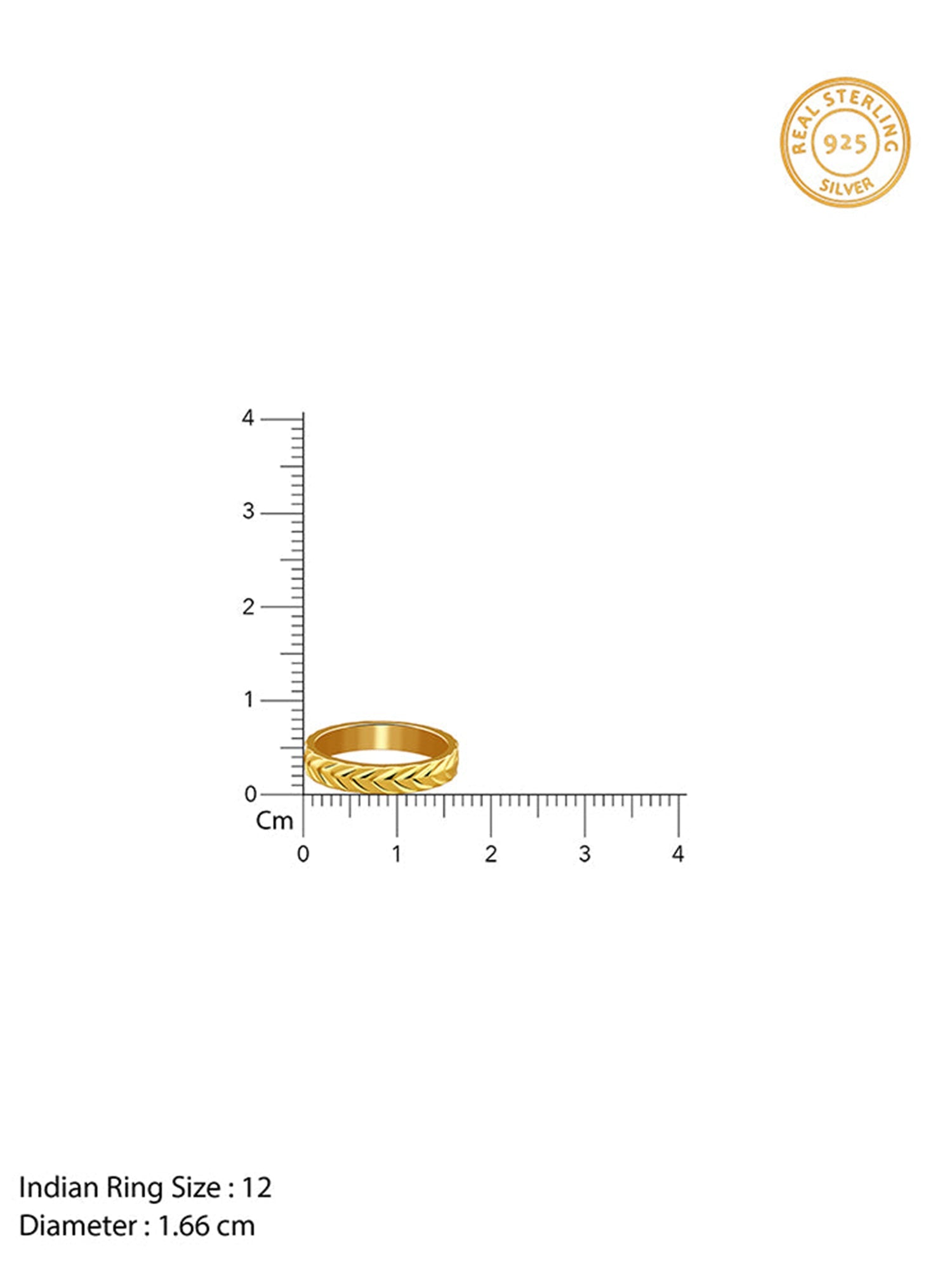 Golden Engraved Wheat Ring (Size 12)