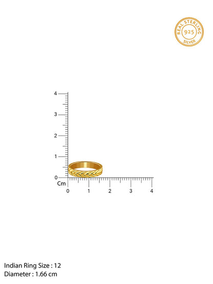 Golden Engraved Wheat Ring (Size 12)