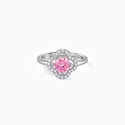 Silver Charm in Clover Ring