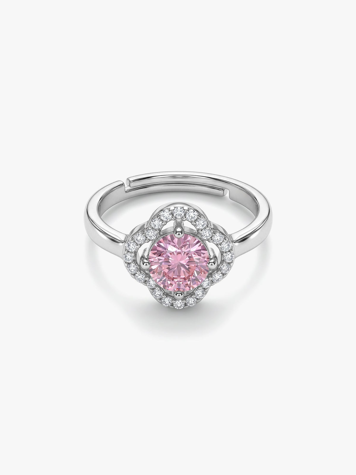 Silver Charm in Clover Ring