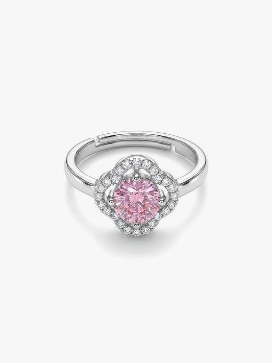Silver Charm in Clover Ring