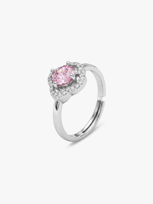 Silver Charm in Clover Ring