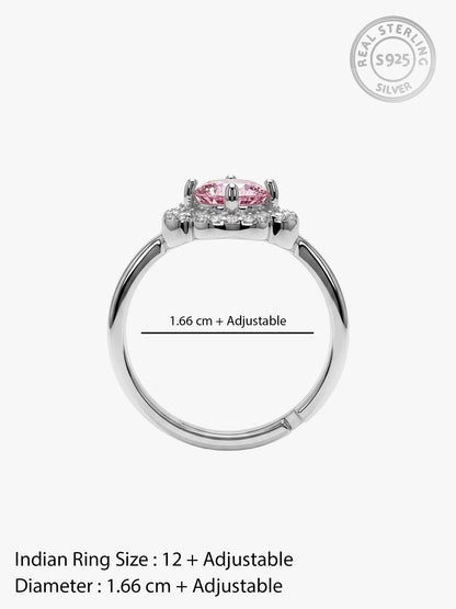 Silver Charm in Clover Ring