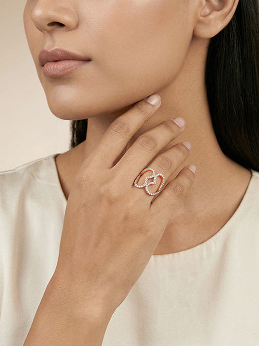 Rose Gold Deep Love Ring (Size 12)