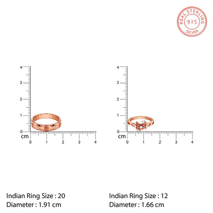 Rose Gold Spring Floral Couple Rings