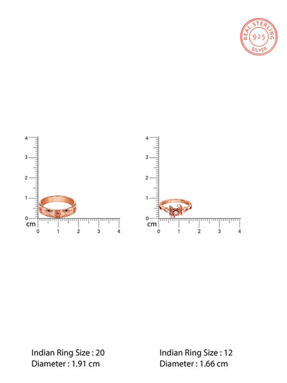 Rose Gold Spring Floral Couple Rings