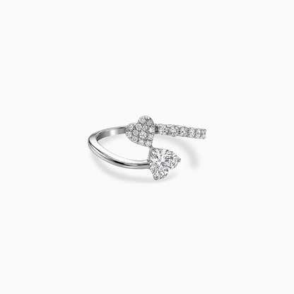 Silver Heart Bypass Shimmer Ring (Size 12)