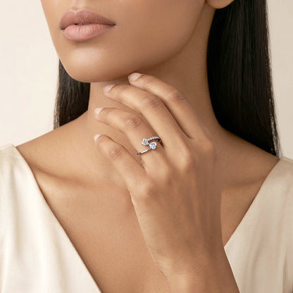Silver Heart Bypass Shimmer Ring (Size 12)