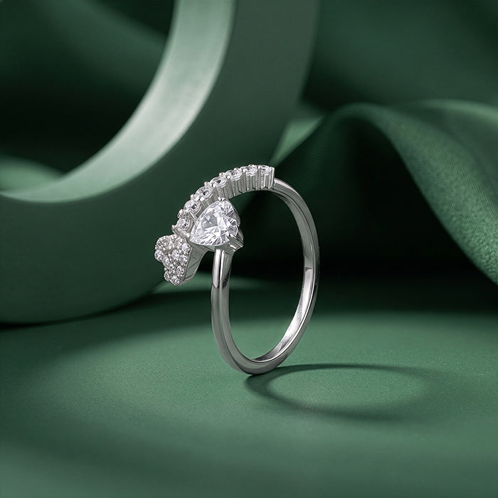 Silver Heart Bypass Shimmer Ring (Size 12)