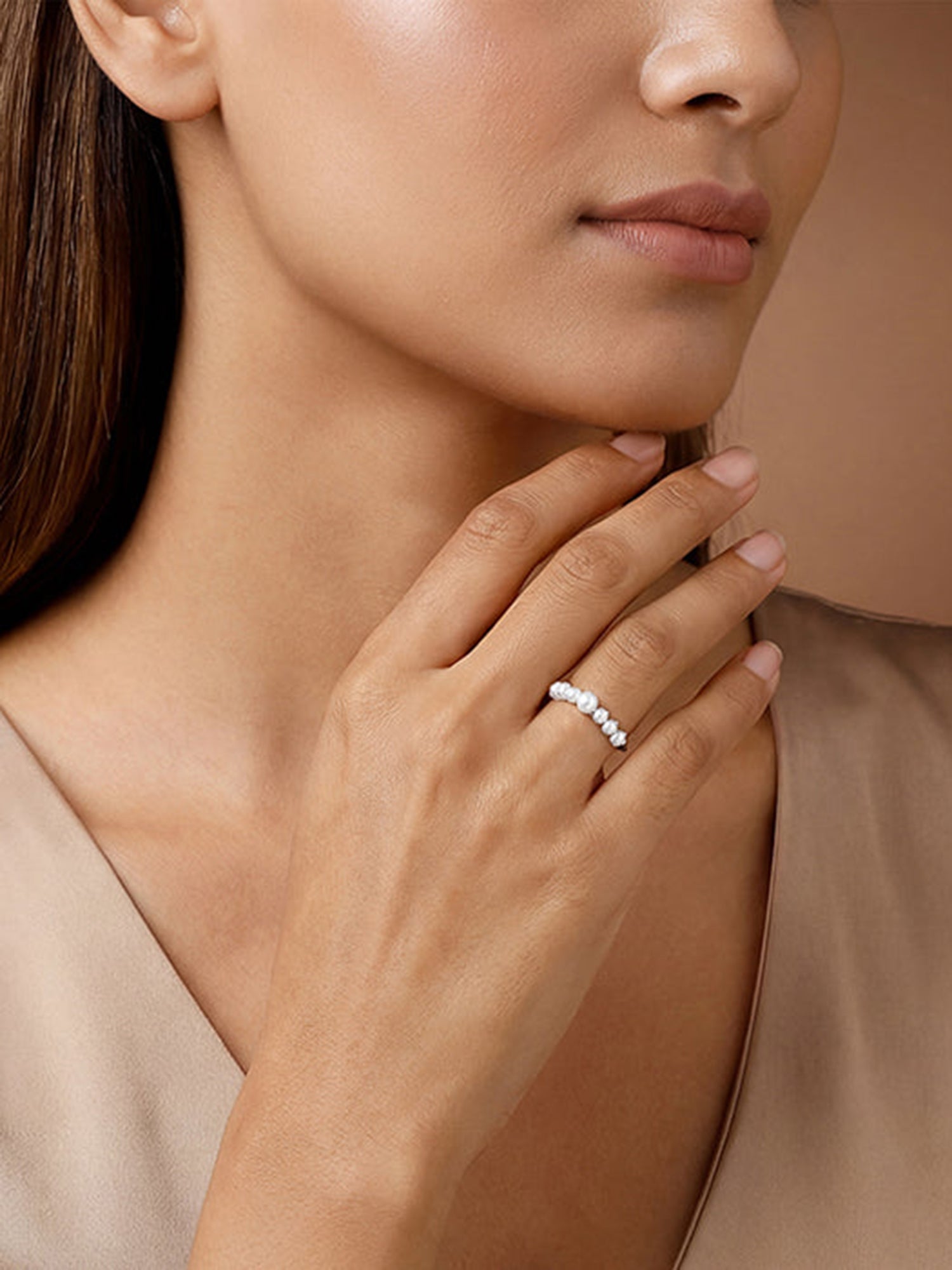 Kriti Sanon Silver Olivia Pearl Ring (Size 12)