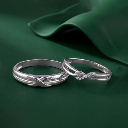 Silver Entwined Infinity Couple Rings