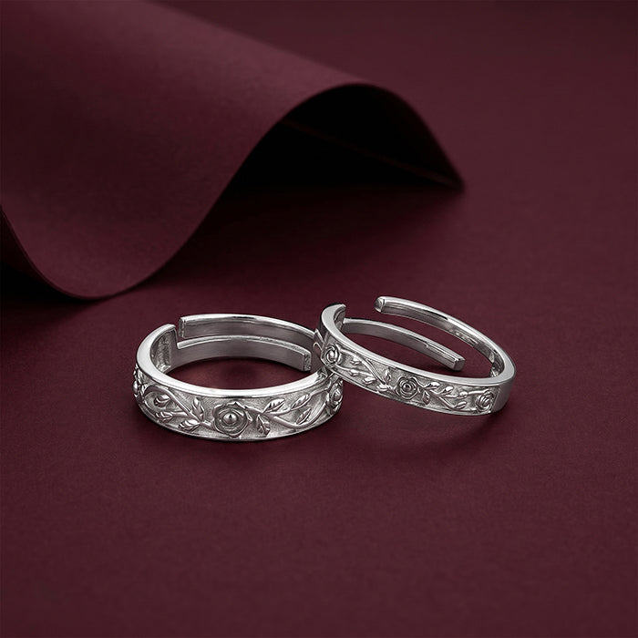 Silver Woven Promise Couple Rings