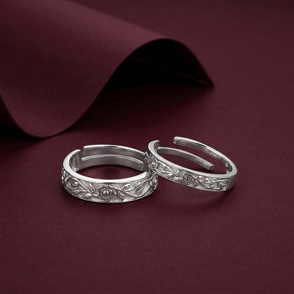 Silver Woven Promise Couple Rings