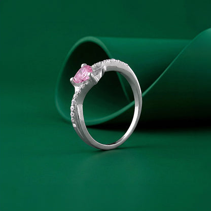 Silver Heart Interlace Ring